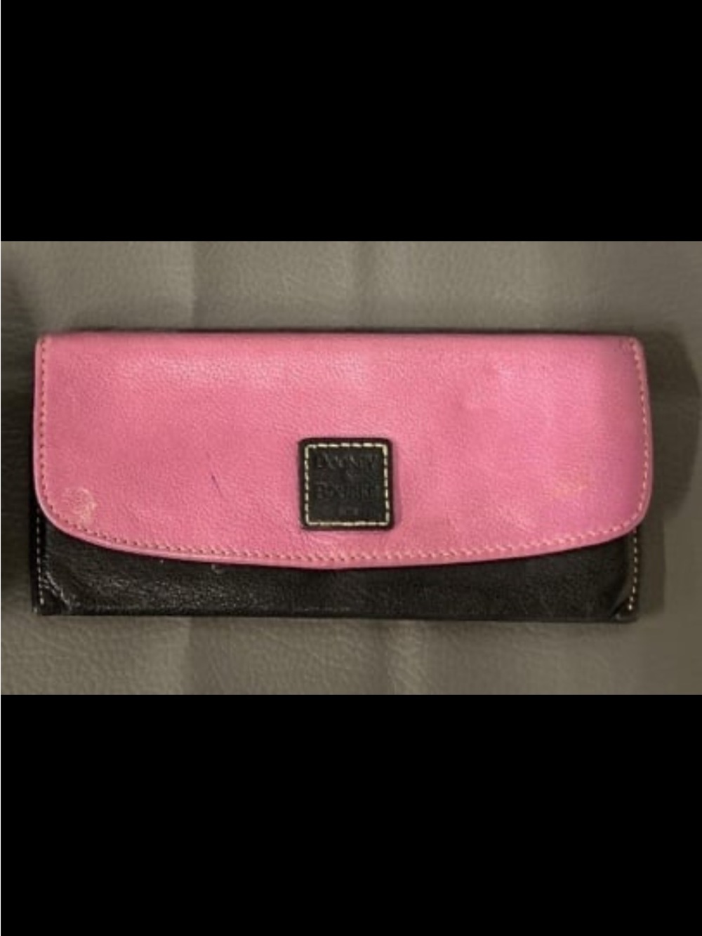 Dooney & Bourke Pink and Black Leather Continental Clutch Wallet
